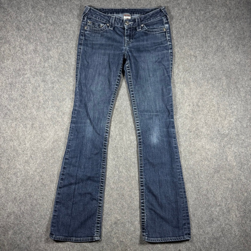 True Religion Jeans Womens 28x31 Blue Bootcut Studded Low Rise Made in USA